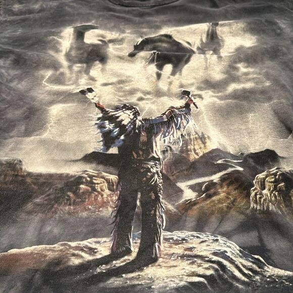 Vintage 03 The Mountain Indian thunder God tee size XL made in USA EuC - Picture 2 of 7